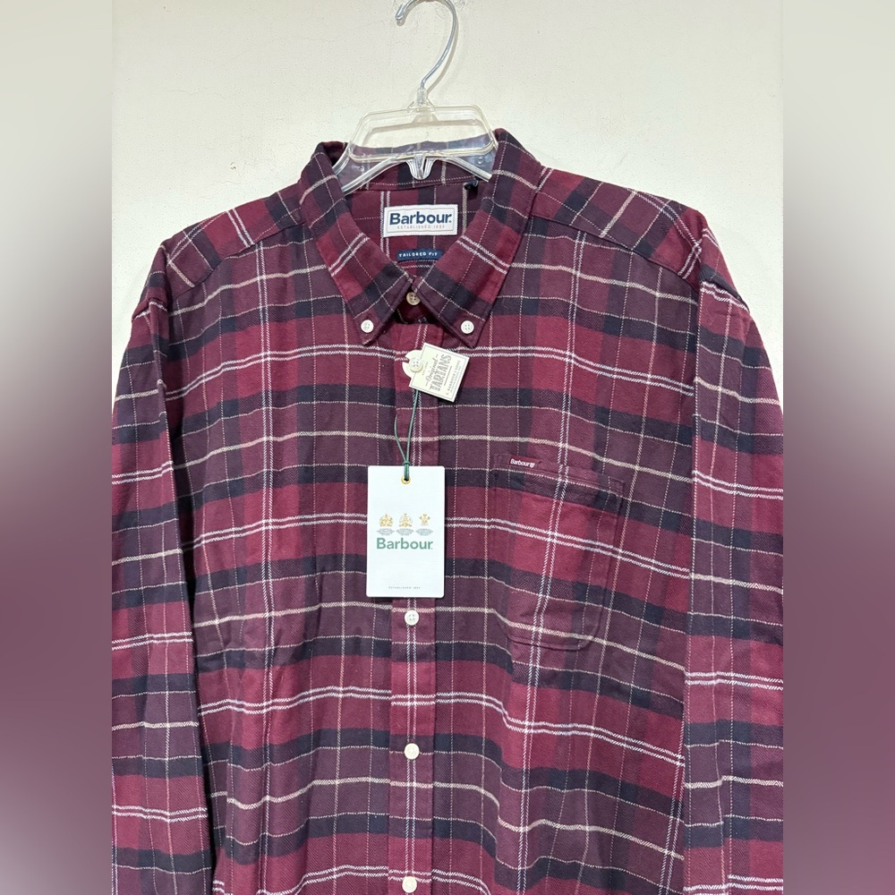 NWT Barbour Kyeloch Tailored Fit Red Wintered Tartan british style Shirt US XL - Picture 2 of 8
